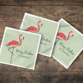 Vroegere kerstfeestdag Lichten Roze Flamingo Servet