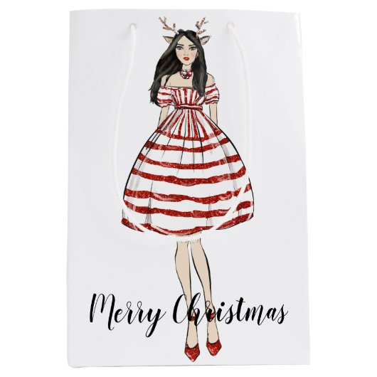 Vroegere kerstfeestdag medium cadeauzakje (Voorkant)