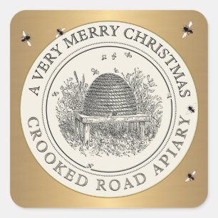 Vroegere kerstfeestdagen en piraatetiketten vierkante sticker