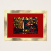 Vroegere kerstfeestelijke foto Rood Visitekaartje (Achterkant)