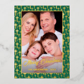 Vroegere kerstfeestelijke kruisgroene aangepaste f folie feestdagen briefkaart (Voorkant)