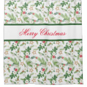 Vroegere kerstfeestelijke winterbotanica douchegordijn (Voorkant)