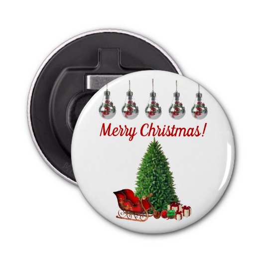 Vroegere kerstflesopener button flesopener (Voorkant)