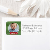 Vroegere kerstfoto Aangepast jaar - Groen rood Etiket (Insitu)