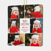 Vroegere kerstfoto Collage Cute Custom 2 Sided Keramisch Ornament (Links)
