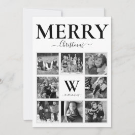 Vroegere kerstfoto Collage Monogram Black White Feestdagenkaart