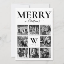 Vroegere kerstfoto Collage Monogram Black White