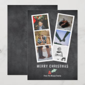 Vroegere kerstfoto's Holly en Black Feestdagenkaart (Voorkant / Achterkant)