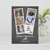 Vroegere kerstfoto's Holly en Black Feestdagenkaart (Staand voorkant)