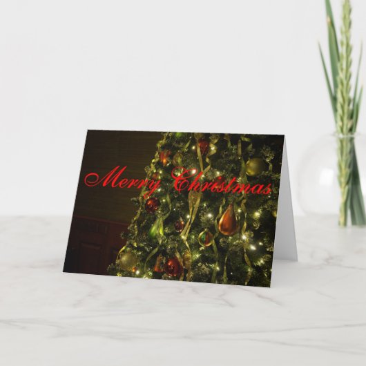 Vroegere kerstgroene boom feestdagen kaart (Voorkant)