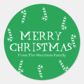 Vroegere kerstgroene cadeaubon ronde sticker (Voorkant)