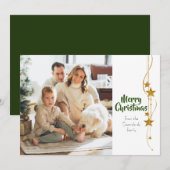 Vroegere kerstgroene gouden sterren Moderne Foto Feestdagenkaart (Voorkant / Achterkant)