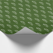 Vroegere kerstgroene kalligrafie en witte scriptka cadeaupapier (Hoek)