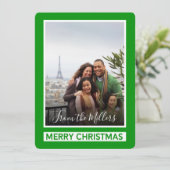 Vroegere kerstgroene moderne digitale tekenlijnen  feestdagenkaart (Staand voorkant)