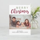 Vroegere kerstgroene rode serie Foto Eenvoudig bee Feestdagenkaart (Staand voorkant)