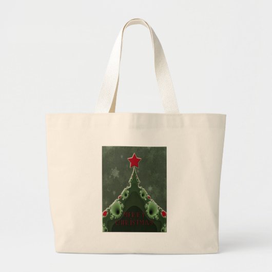 Vroegere kerstgroet - Fractal Tree en Star Grote Tote Bag (Voorkant)