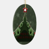 Vroegere kerstgroet - Fractal Tree en Star Keramisch Ornament (Rechts)
