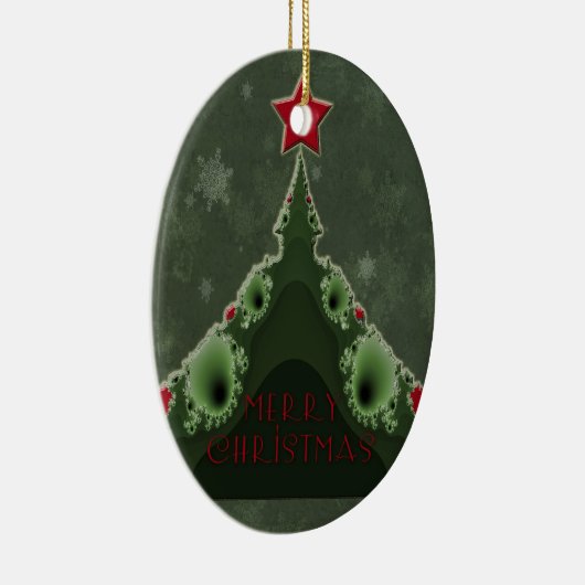 Vroegere kerstgroet - Fractal Tree en Star Keramisch Ornament (Rechts)