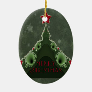 Vroegere kerstgroet - Fractal Tree en Star Keramisch Ornament