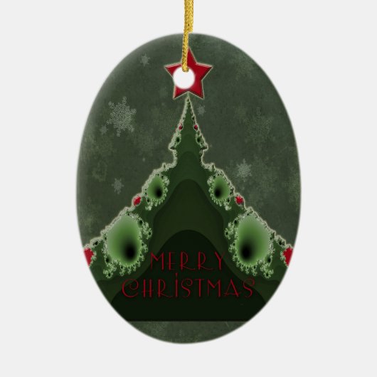 Vroegere kerstgroet - Fractal Tree en Star Keramisch Ornament (Voorkant)