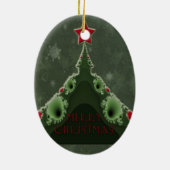Vroegere kerstgroet - Fractal Tree en Star Keramisch Ornament (Achterkant)