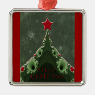 Vroegere kerstgroet - Fractal Tree en Star Metalen Ornament