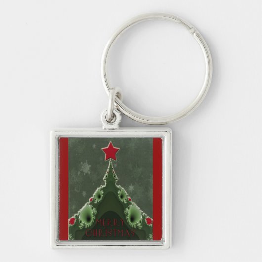 Vroegere kerstgroet - Fractal Tree en Star Sleutelhanger (Voorkant)