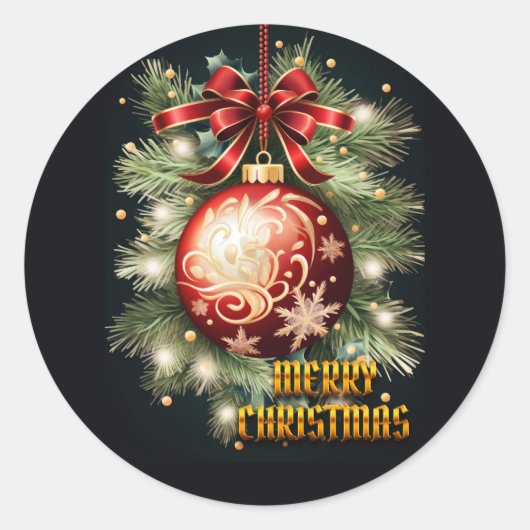 Vroegere kerstgroet ronde sticker (Voorkant)