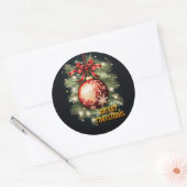 Vroegere kerstgroet ronde sticker (Envelop)
