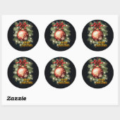 Vroegere kerstgroet ronde sticker (Vel)