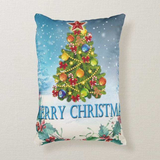 Vroegere kerstkaart accent kussen (Voorkant(Verticaal))