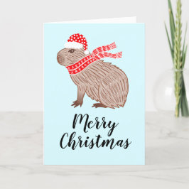 Vroegere kerstkaart Capybara Holiday Feestdagen Kaart