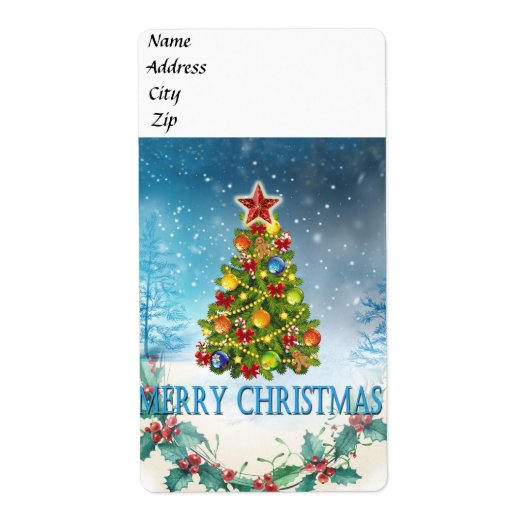 Vroegere kerstkaart etiket (Voorkant)