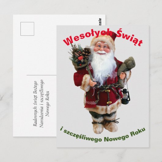 Vroegere kerstkaart in het Pools Wesołych Świąt Briefkaart (Voorkant / Achterkant)