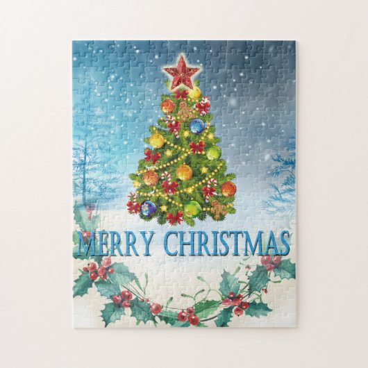 Vroegere kerstkaart legpuzzel (Verticaal)