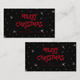 Vroegere kerstkaart met rode sneeuwminikaart visitekaartje