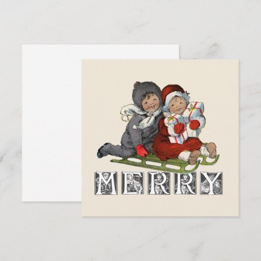 Vroegere kerstkaart voor  geleide kinderen (Voorkant / Achterkant)