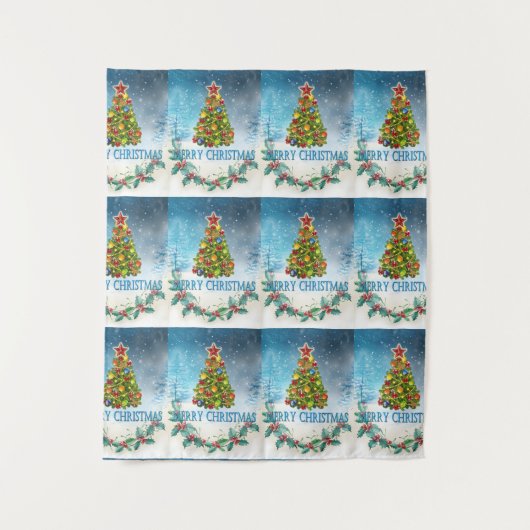 Vroegere kerstkaart wandkleed (Voorkant)