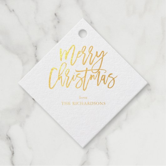 Vroegere kerstkalligrafie Naam Gold 2 Bedankjes Labels (Voorkant)