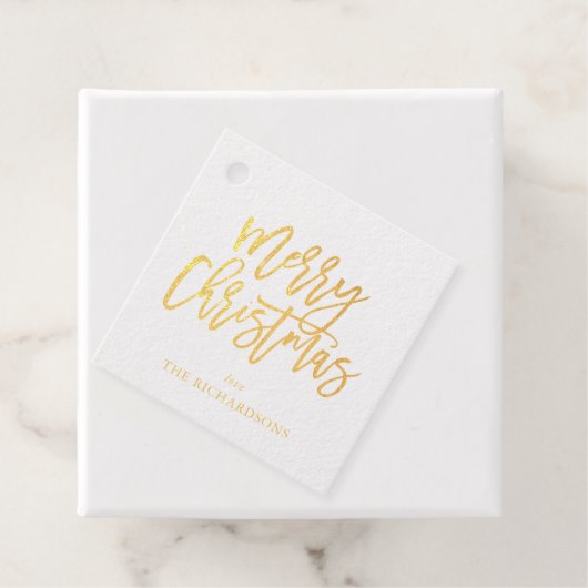 Vroegere kerstkalligrafie Naam Gold 3 Bedankjes Labels (Met doos)