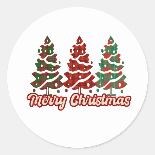 Vroegere kerstkerstboom ronde sticker (Voorkant)