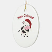 Vroegere kerstkoe keramisch ornament (Links)