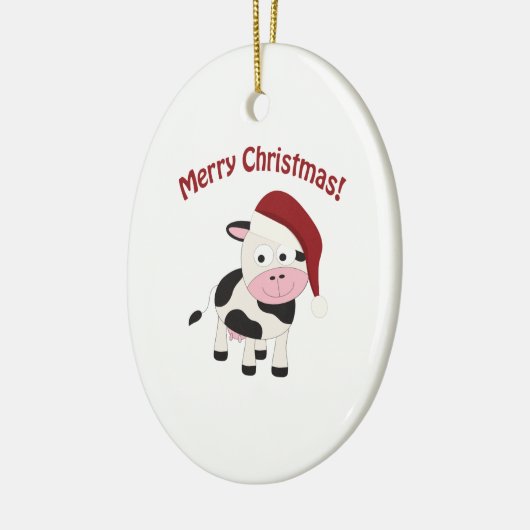 Vroegere kerstkoe keramisch ornament (Links)