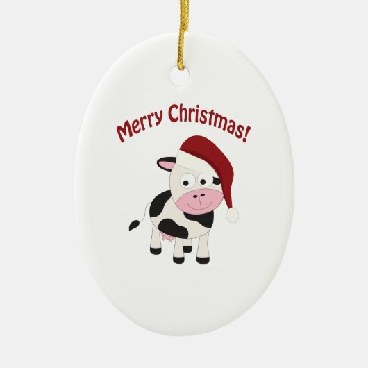 Vroegere kerstkoe keramisch ornament (Voorkant)