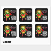 Vroegere kerstlantaarn Cardinaal Bird QR Code Vierkante Sticker (Vel)