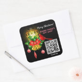 Vroegere kerstlantaarn Cardinaal Bird QR Code Vierkante Sticker (Envelop)
