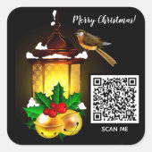 Vroegere kerstlantaarn QR-code Vierkante Sticker (Voorkant)