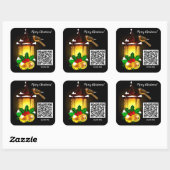 Vroegere kerstlantaarn QR-code Vierkante Sticker (Vel)