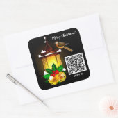 Vroegere kerstlantaarn QR-code Vierkante Sticker (Envelop)