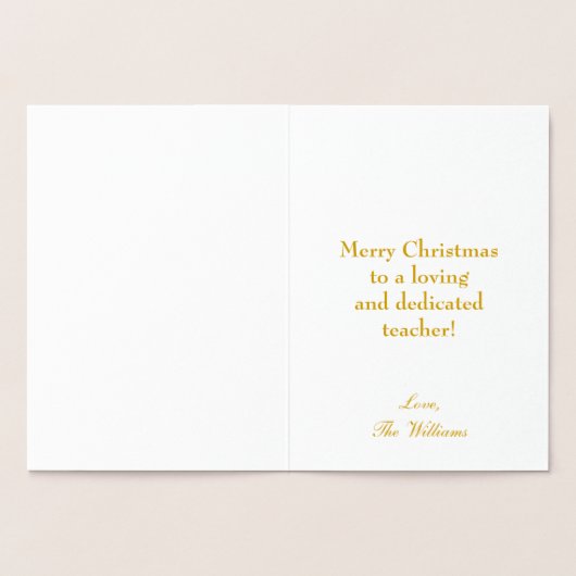 Vroegere kerstleraar folie kaarten (Binnen)